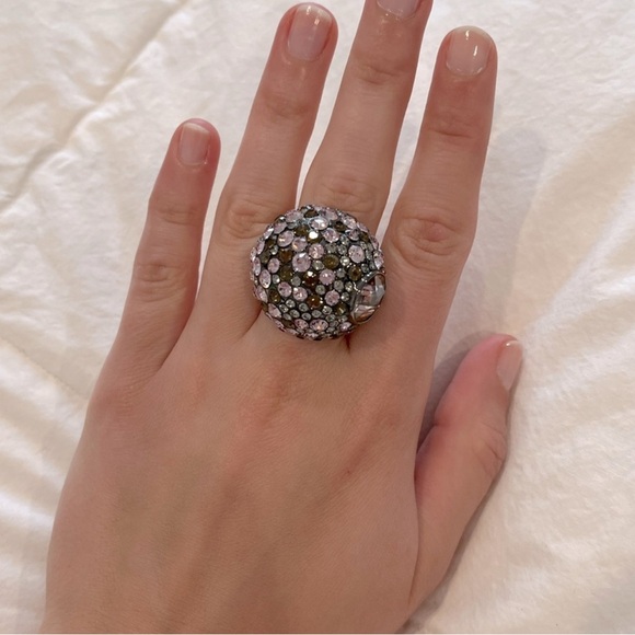 HENRI BENDEL Chunky Purple & Silver Ring-Size 8 - Picture 1 of 4